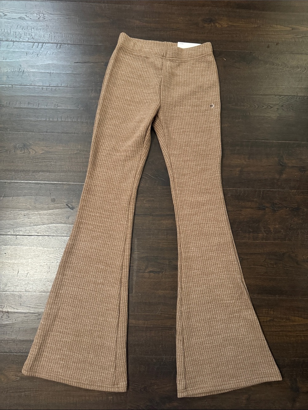 American Eagle Outfitters Flare Ribbed Knit Pants - Chestnut Brown